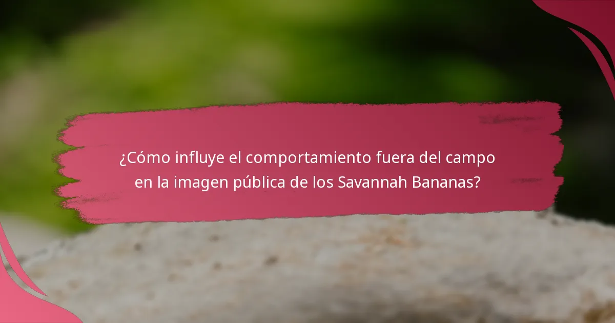 ¿Cómo influye el comportamiento fuera del campo en la imagen pública de los Savannah Bananas?